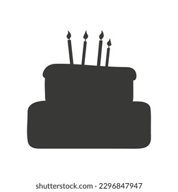 Birthday cake icon vector illustration on white background. EPS