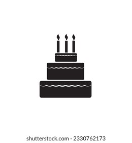 Birthday Cake Icon Vector Illustration. birthday cake icon in trendy flat design. icon editable stroke, sign, symbol outline line button isolated on white