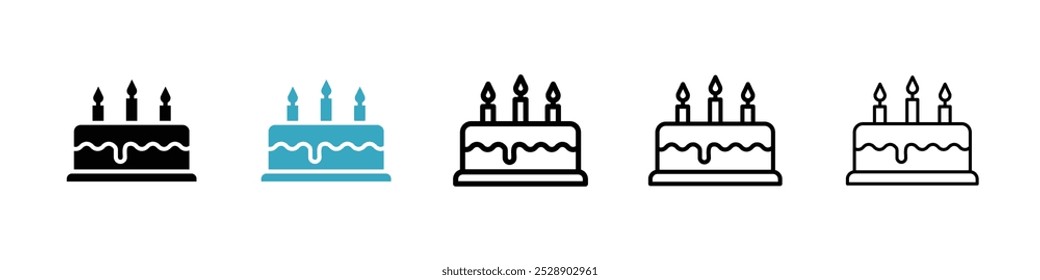 Conjunto de Ilustración vectorial de icono de pastel de cumpleaños