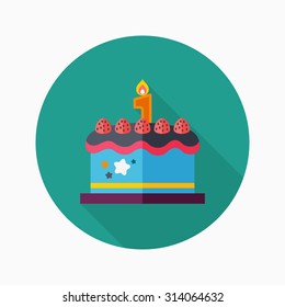 birthday cake icon, vector illustration. Flat design style with long shadow,eps10