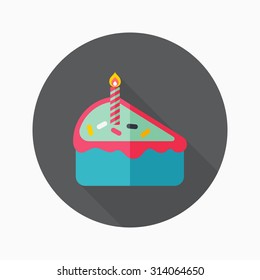 birthday cake icon, vector illustration. Flat design style with long shadow,eps10