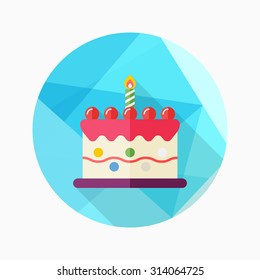 birthday cake icon, vector illustration. Flat design style with long shadow,eps10