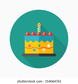 birthday cake icon, vector illustration. Flat design style with long shadow,eps10