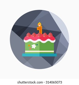 birthday cake icon, vector illustration. Flat design style with long shadow,eps10