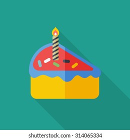 birthday cake icon, vector illustration. Flat design style with long shadow,eps10