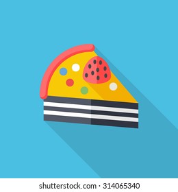 birthday cake icon, vector illustration. Flat design style with long shadow,eps10