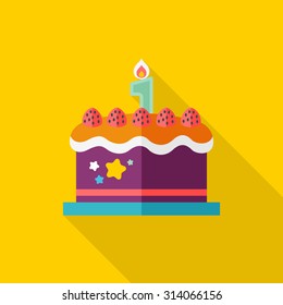 birthday cake icon, vector illustration. Flat design style with long shadow,eps10