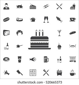 Birthday cake icon vector illustration. Happy birthday. restaurant set of icons