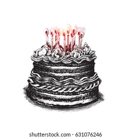 Birthday cake icon vector illustration. Happy birthday. Cake for birthday celebration with candles.