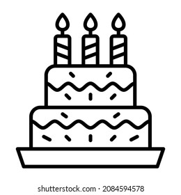 Birthday Cake icon vector image. Can also be used for web apps, mobile apps and print media.