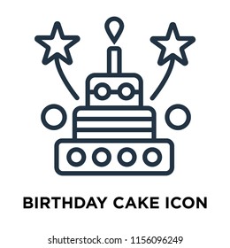 Birthday cake icon vector isolated on white background, Birthday cake transparent sign , thin symbols or lined elements in outline style
