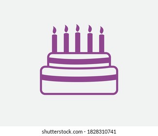 Birthday cake icon vector isolated on white background. Birthday cake icon flat design style. Birthday cake symbol line art. Happy Birthday logo template.