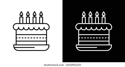 Birthday cake icon Vector isolated outline drawing.