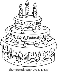 Birthday cake icon vector line art