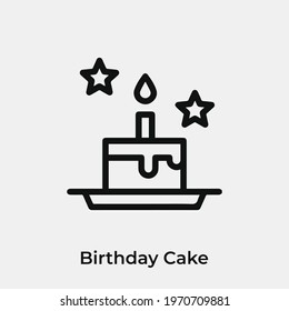 birthday cake icon vector. Linear style sign for mobile concept and web design. birthday cake symbol illustration. Pixel vector graphics - Vector.