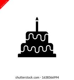 birthday cake icon vector logo template in trendy flat style 
