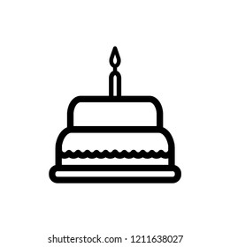 Birthday Cake Icon Vector on Line Art Style & White Background. EPS 10.