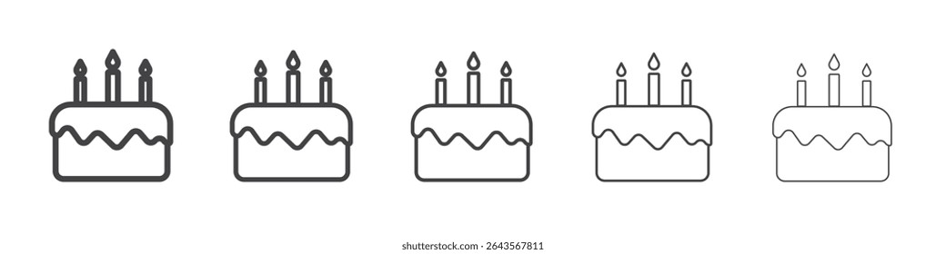 Birthday cake icon vector outline set illustration sign