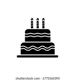 Birthday cake icon vector,  cake for birthday party flat symbol design illustration.