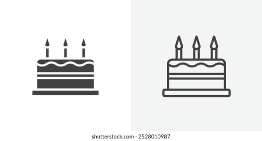 Birthday cake icon vector icon set in black and white color.