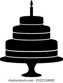 Birthday cake icon with white background
