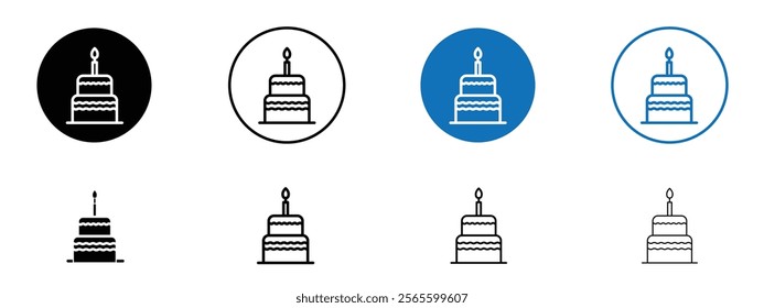 Birthday cake icons in black and blue colors