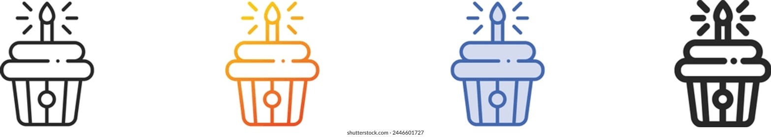 birthday cake icon.Thin Linear, Gradient, Blue Stroke and bold Style Design Isolated On White Background