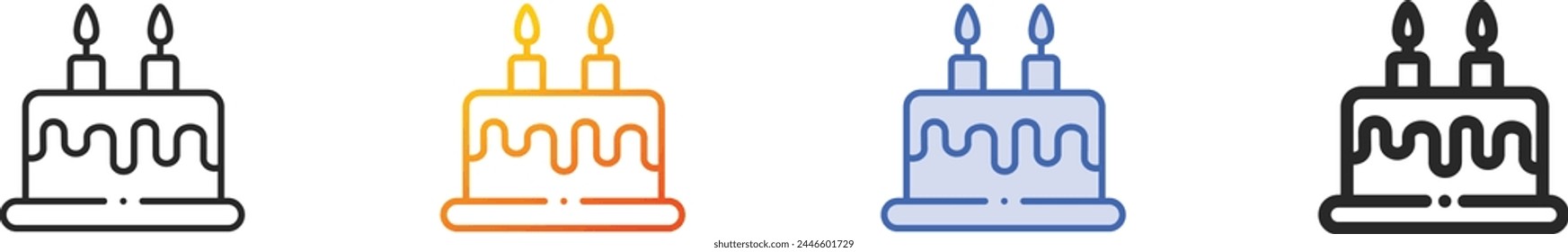 birthday cake icon.Thin Linear, Gradient, Blue Stroke and bold Style Design Isolated On White Background