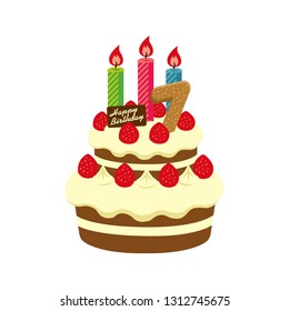Birthday cake illustration for  7 years old