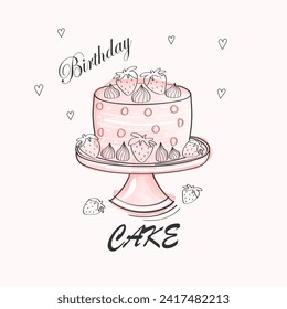 Birthday Cake illustration concept. Cupcake clipart. Stock vector design card for birthday celebration