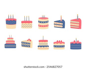 Birthday Cake Illustration Element Set