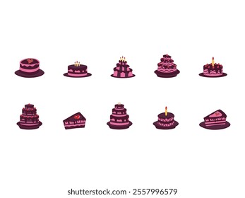 Birthday Cake Illustration Element Set