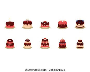 Birthday Cake Illustration Element Set
