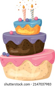 Birthday Cake Illustration Funny Shape