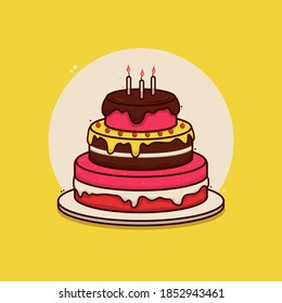 ilustración de pastel de cumpleaños Vector Premium