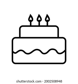 Birthday cake illustration, cake symbol, outline icon design