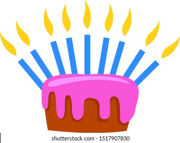 Pastel de cumpleaños, ilustración, vector sobre fondo blanco.
