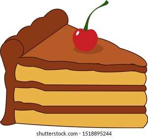 Birthday cake, illustration, vector on white background.
