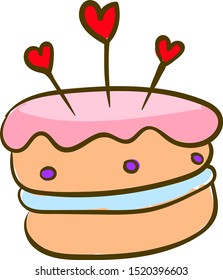 Birthday cake, illustration, vector on white background.