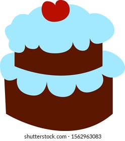 Birthday cake, illustration, vector on white background.
