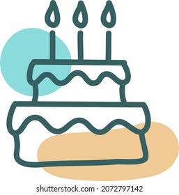 Birthday cake, illustration, vector, on a white background.