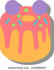 Birthday cake, illustration, vector on a white background.
