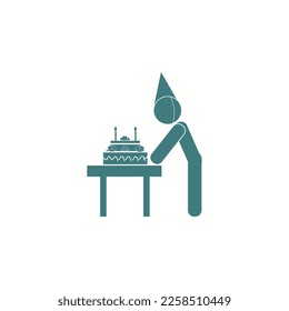 birthday with cake illustration.Vector illustration