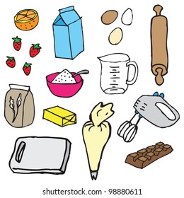 Birthday cake ingredients illustration vector