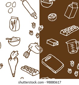 Birthday cake ingredients seamless pattern