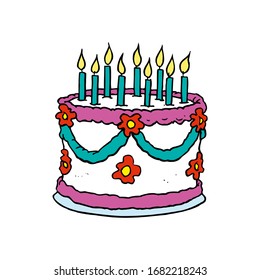 Birthday cake isolated on a white background in EPS10