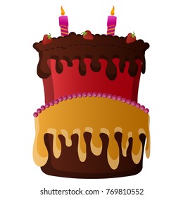 Birthday cake isolated on white background, Vector illustration