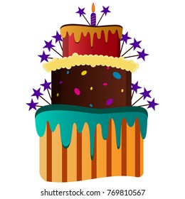 Birthday cake isolated on white background, Vector illustration