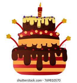 Birthday cake isolated on white background, Vector illustration