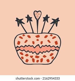 pastel de cumpleaños vector aislado con decoración crema. Postre para menú, postales o vacaciones